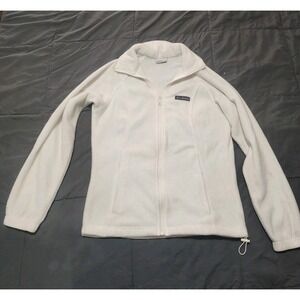Womens Columbia White Tapered Fleece Zip Up Jacket Size Small
